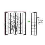 Artiss 4 Panel Room Divider Screen Privacy Dividers Pine Wood Stand Shoji Bamboo Black White