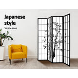 Artiss 4 Panel Room Divider Screen Privacy Dividers Pine Wood Stand Shoji Bamboo Black White