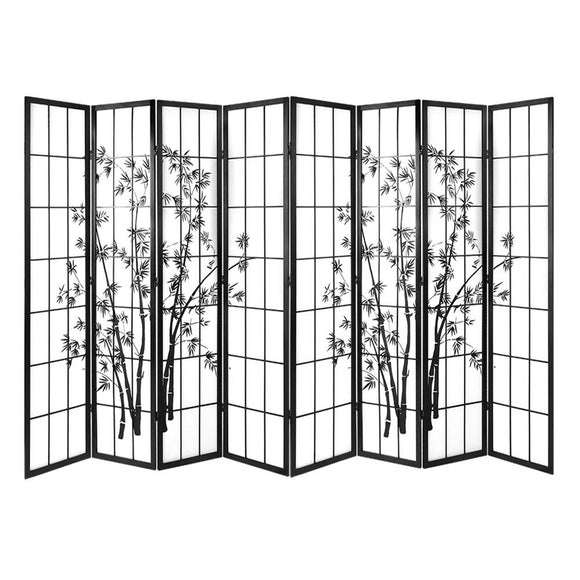 Artiss 8 Panel Room Divider Screen Privacy Dividers Pine Wood Stand Shoji Bamboo Black White