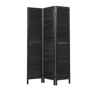 Artiss 3 Panel Room Divider Screen Privacy Wood Dividers Timber Stand Black