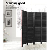 Artiss 6 Panel Room Divider Screen Privacy Wood Dividers Timber Stand Black