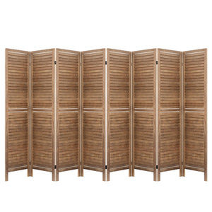 Artiss Room Divider Screen 8 Panel Privacy Wood Dividers Stand Bed Timber Brown