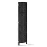 Artiss 3 Panel Room Divider Privacy Screen Rattan Woven Wood Stand Black