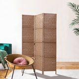 Artiss 3 Panel Room Divider Screen Privacy Rattan Dividers Stand Fold Natural