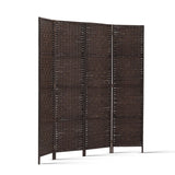 Artiss 4 Panel Room Divider Privacy Screen Rattan Woven Wood Stand Brown