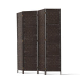 Artiss 4 Panel Room Divider Privacy Screen Rattan Woven Wood Stand Brown