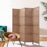 Artiss 4 Panel Room Divider Screen Privacy Rattan Timber Foldable Dividers Stand Hand Woven