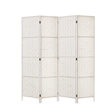 Artiss 4 Panels Room Divider Screen Privacy Rattan Timber Fold Woven Stand White