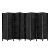 Artiss Room Divider 8 Panel Dividers Privacy Screen Rattan Wooden Stand Black