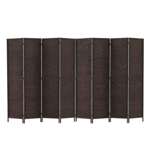 Artiss Room Divider 8 Panel Dividers Privacy Screen Rattan Wooden Stand Brown