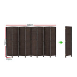 Artiss Room Divider 8 Panel Dividers Privacy Screen Rattan Wooden Stand Brown