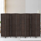 Artiss Room Divider 8 Panel Dividers Privacy Screen Rattan Wooden Stand Brown