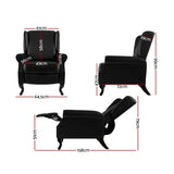 Artiss Recliner Chair Luxury Lounge Armchair Single Sofa Couch PU Leather Black