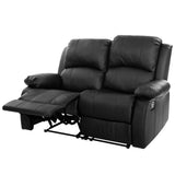 Artiss Recliner Chair 2-Seater Premium Leather Double Lounge Sofa Couch Black