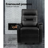 Artiss Lift Recliner Chair Sofa Single Comfortable Black Leather Armchair