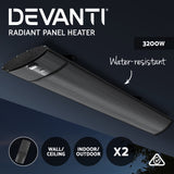 Devanti 2X 3200W Electric Infrared Radiant Strip Heater Panel Heat Bar with Remote Control