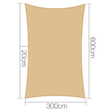 Instahut 3 x 6m Rectangle Heavy Duty Shade Sail Cloth - Sand Beige