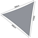 Instahut 3 x 3 x 3m Triangle Shade Sail Cloth - Grey