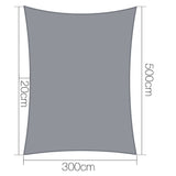 Instahut 3 x 5m Rectangle Shade Sail Cloth - Grey