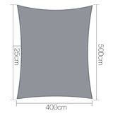 Instahut 4 x 5m Rectangle Shade Sail Cloth - Grey