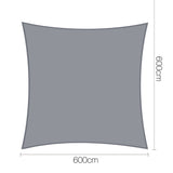 Instahut 6 x 6m Rectangle Shade Sail Cloth - Grey