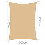 Instahut 6 x 8m Rectangle Shade Sail Cloth - Sand Beige