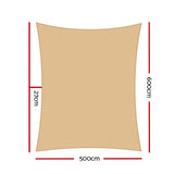 Instahut Shade Sail Cloth Rectangle Shadesail Heavy Duty Sand Sun Canopy 5x6m