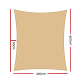 Instahut 3 x 4m Waterproof Rectangle Shade Sail Cloth - Sand Beige