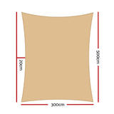 Instahut 3 x 5m Waterproof Rectangle Shade Sail Cloth - Sand Beige