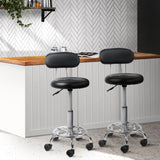 Artiss set of 2 Salon Stool Swivel Chair Backrest Barber Hairdressing Hydraulic Height