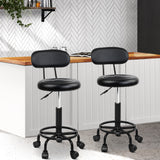 Artiss Set of 2 Salon Stools Saddle Swivel Stool Chair with Back Beauty Hairdressing Black