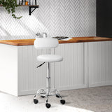 Artiss PU Leather Swivel Salon Stool - White