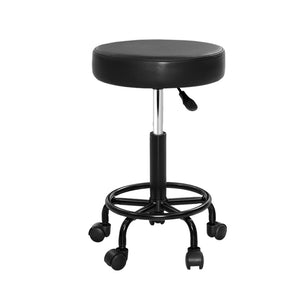 Artiss Round Salon Stool Stools Black Swivel Barber Hair Hydraulic Chairs Lift