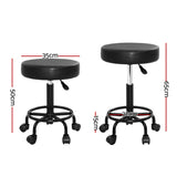 Artiss Set of 2 Salon Stools Saddle Chair Swivel Stools Black Hydraulic Lift Barber