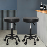 Artiss Set of 2 Salon Stools Saddle Chair Swivel Stools Black Hydraulic Lift Barber