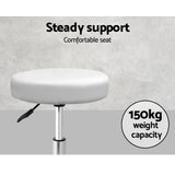 Artiss Set of 2 Round Salon Stool White Swivel Barber Beauty Chair Hydraulic Lift