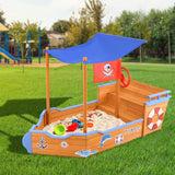 Keezi Boat Sand Pit With Canopy