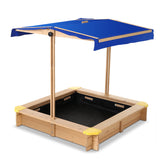 Keezi Wooden Outdoor Sand Box Set Sand Pit- Natural Wood