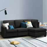 Artiss Sofa Lounge Set 4 Seater Modular Chaise Chair Couch Fabric Dark Grey