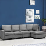 Artiss Sofa Lounge Set 5 Seater Modular Chaise Chair Suite Couch Fabric Grey