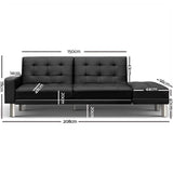 Artiss Sofa Bed Lounge Set 3 Seater Couch Futon Ottoman Leather Modular Recliner