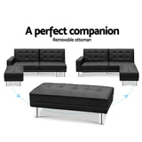 Artiss Sofa Bed Lounge Set 3 Seater Couch Futon Ottoman Leather Modular Recliner