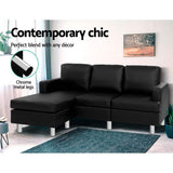 Artiss Sofa Lounge Set Couch Futon Corner Chaise Leather 3 Seater Suite Black