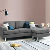 Artiss Sofa Lounge Set Couch Futon Corner Chaise Fabric 3 Seater Suite Grey