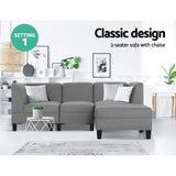 Artiss 4 Seater Sofa Set Bed Modular Lounge Chair Chaise Suite Fabric