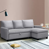 Artiss 3 Seater Fabric Sofa Bed with Storage  - Grey