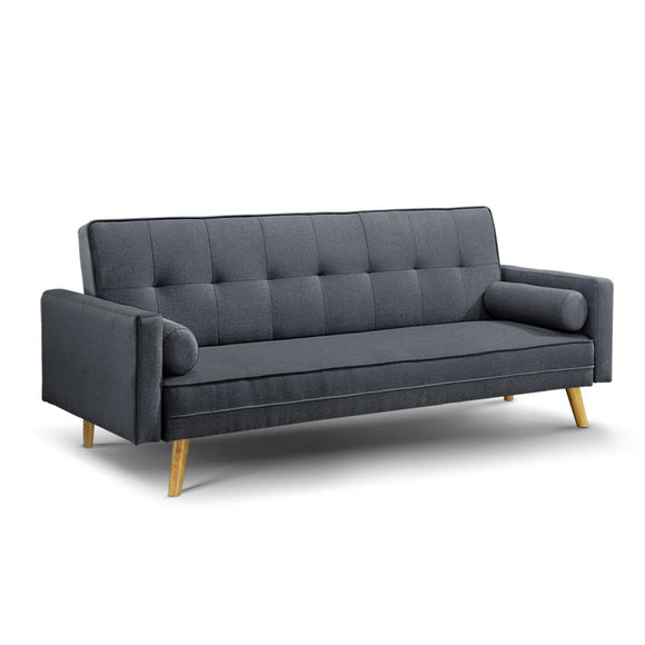 Artiss 3 Seater Fabric Sofa Bed - Charcoal