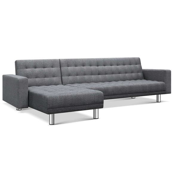 Artiss Modular Fabric Sofa Bed - Grey