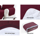 Artiss Sofa Cover Quilted Couch Covers Lounge Protector Slipcovers 1 Seater Burgundy