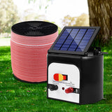 Giantz Electric Fence Energiser 8km Solar Powered Energizer Charger + 1200m Tape